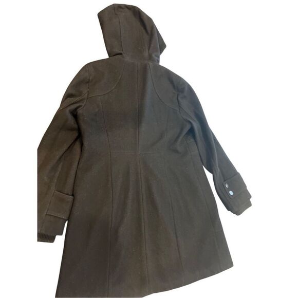 Kenneth Cole Black Wool Blend Hooded Zipper Winter Coat Jacket size 12 - Picture 3 of 10